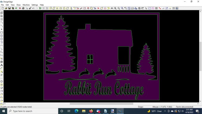 Rabbit Run Cottage Framed Final svg exported from Inkscape as dxf linked.dxf image.jpg