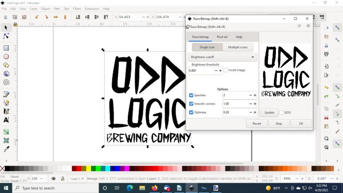 odd logic step 6 - Import to Inkscape and Path, Trace Bitmap 1.jpg